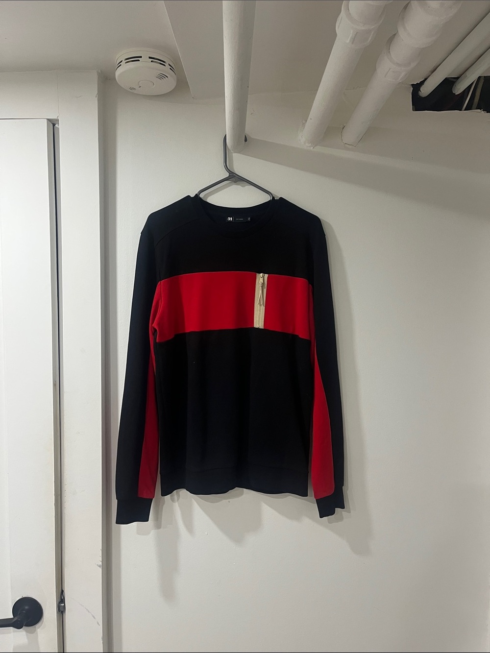 Black and Red Sweater with Zip Pocket